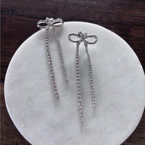 Saks Fifth Avenue Silver Bow Dangle Earrings